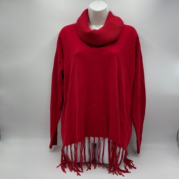 Red fringe turtleneck Michael kors sweater - Picture 1 of 12